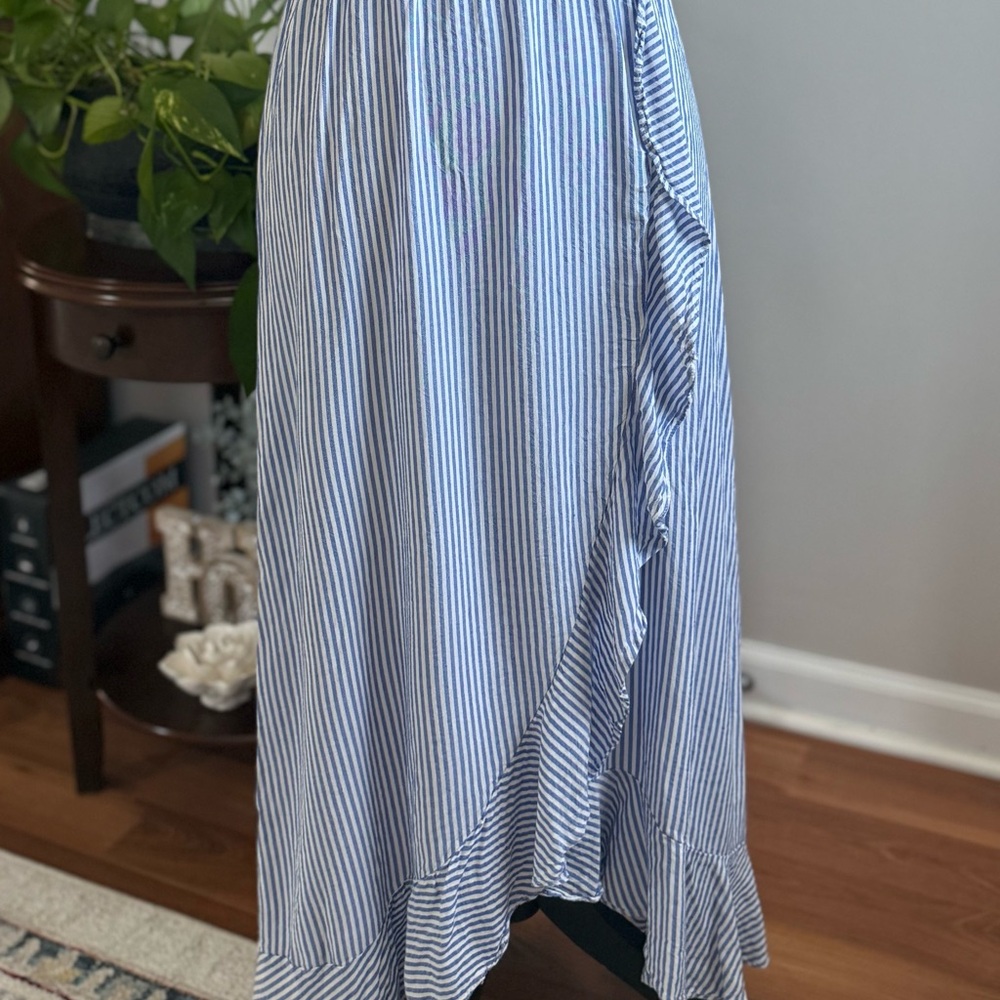 NAIF Sundress, Blue & White Striped with Ruffles - Picture 4 of 5